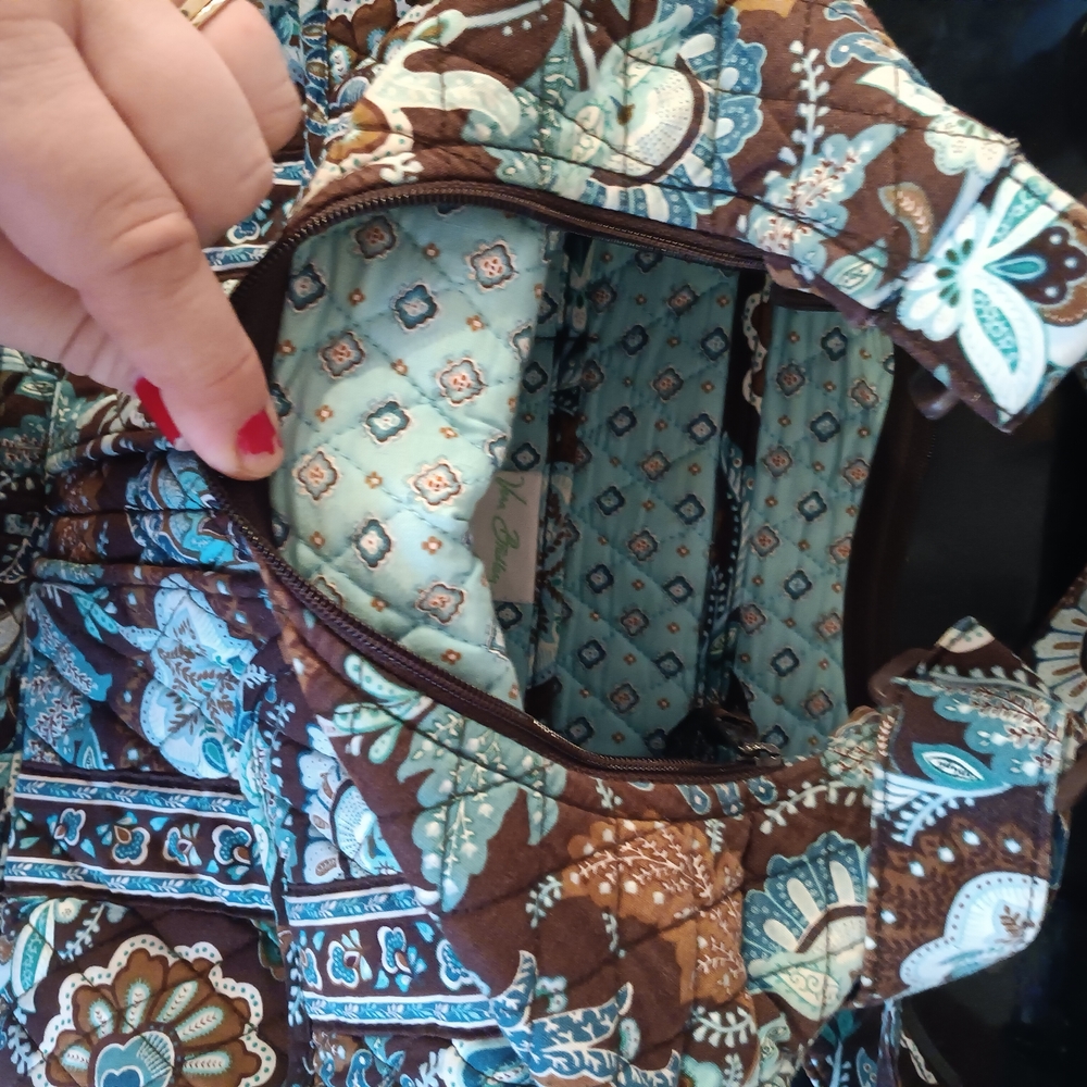 Vera Bradley Brown and Blue Floral Crossbody Bag